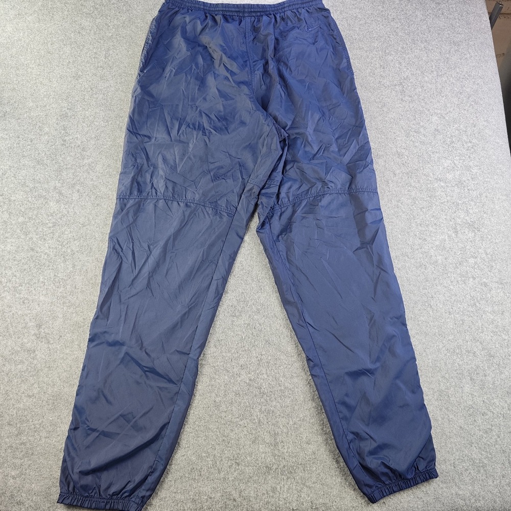 Vintage Nike Track Pants Mens Large Navy Blue Nylon Ankle Zip Lined Windbreaker
